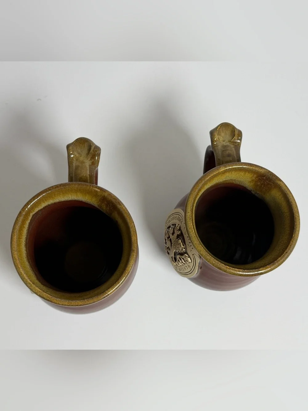 Vintage 2000 Ohio Renaissance Festival Pottery Mugs Set of 2 Banner Oak Lion